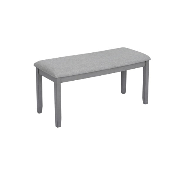 Stylish 6-Piece Dining Set – Rectangular wooden table with 4 cushioned chairs and a versatile bench. Seats 6 comfortably in a sleek gray finish, perfect for kitchen, dining room, or home bar.